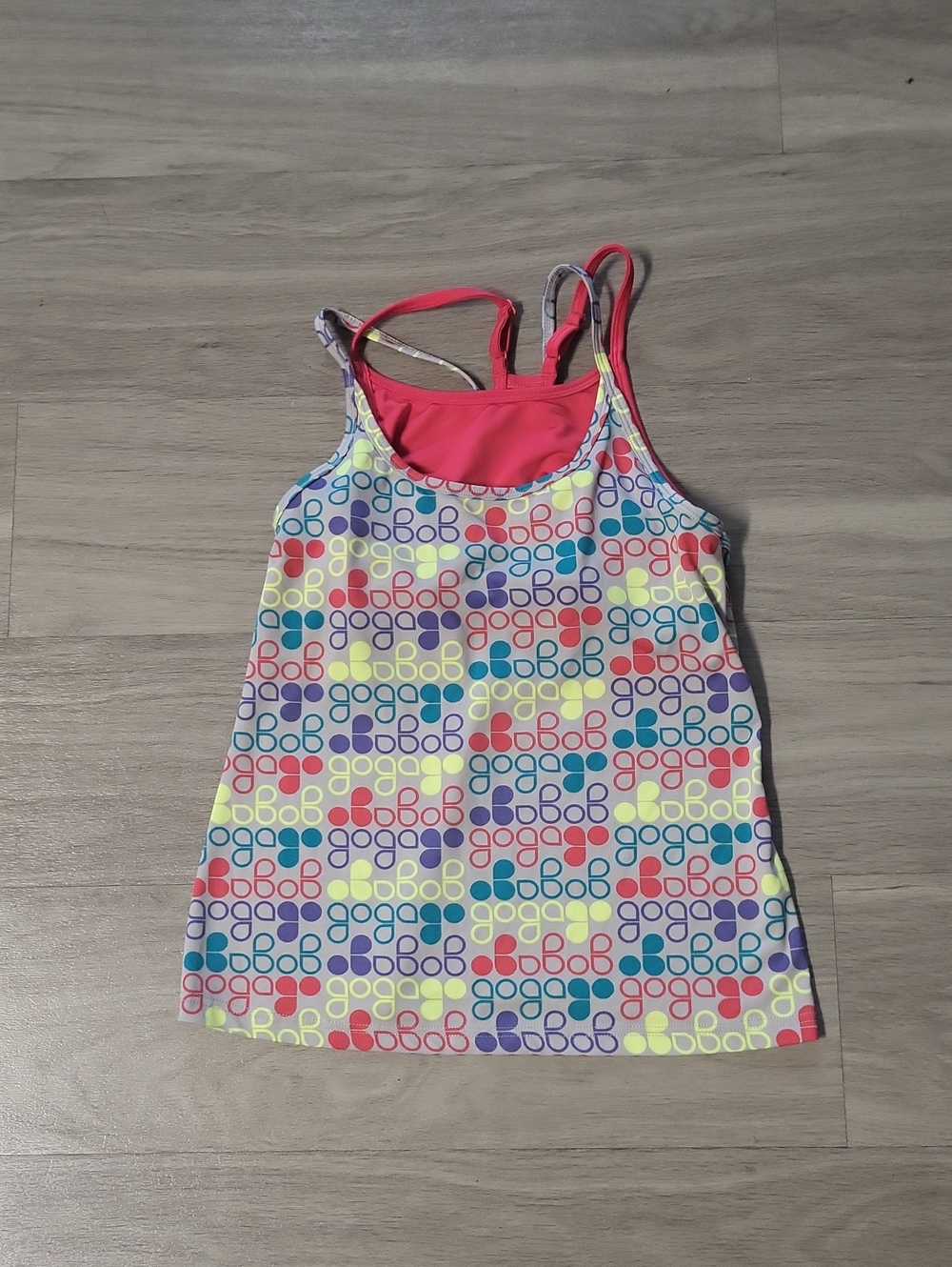 Old Navy Coral Pink Multi-Color Pattern Tank Top